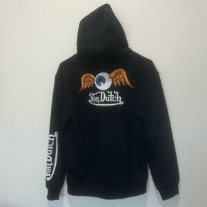 Von Dutch Boys Size 14/16 Black Cotton-Blend Zip Up Hoodie
